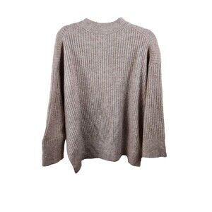 H&M Womens S Brown Long Sleeve High Neck Wool Blend Oversized Sweater